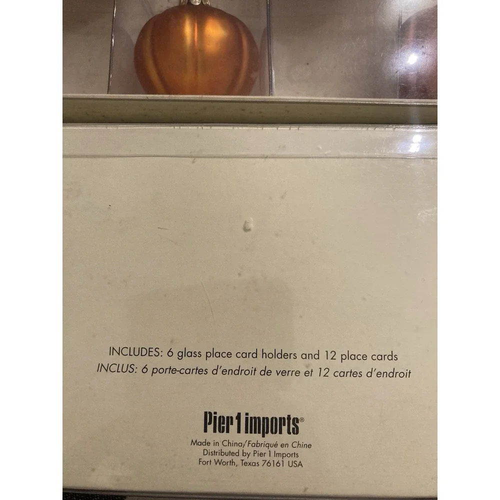 2 Sets Pier 1 Pumpkin Place Card Holders Set of 11 Fall‎ Thanksgiving Glass